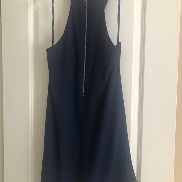 "Naked Zebra" navy chiffon dress, size medium - Picture 2 of 5